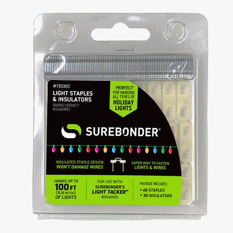 15030C Holiday Light Staples and Insulators - 60 Staples and 30 Insulators, 5 Pack - Surebonder