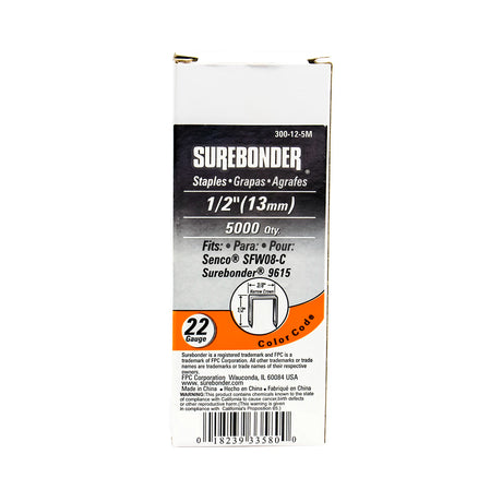 1/2" Narrow Crown 22 Gauge Upholstery Staples - 5000 Count