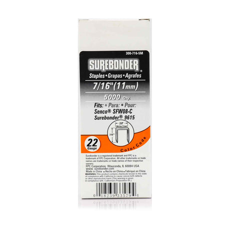 7/16" Narrow Crown 22 Gauge Upholstery Staples - 5000 Count