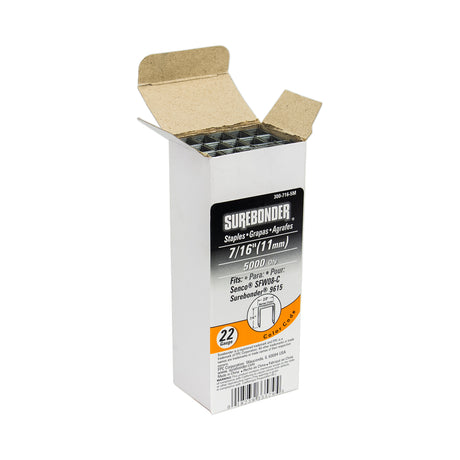 7/16" Narrow Crown 22 Gauge Upholstery Staples - 5000 Count