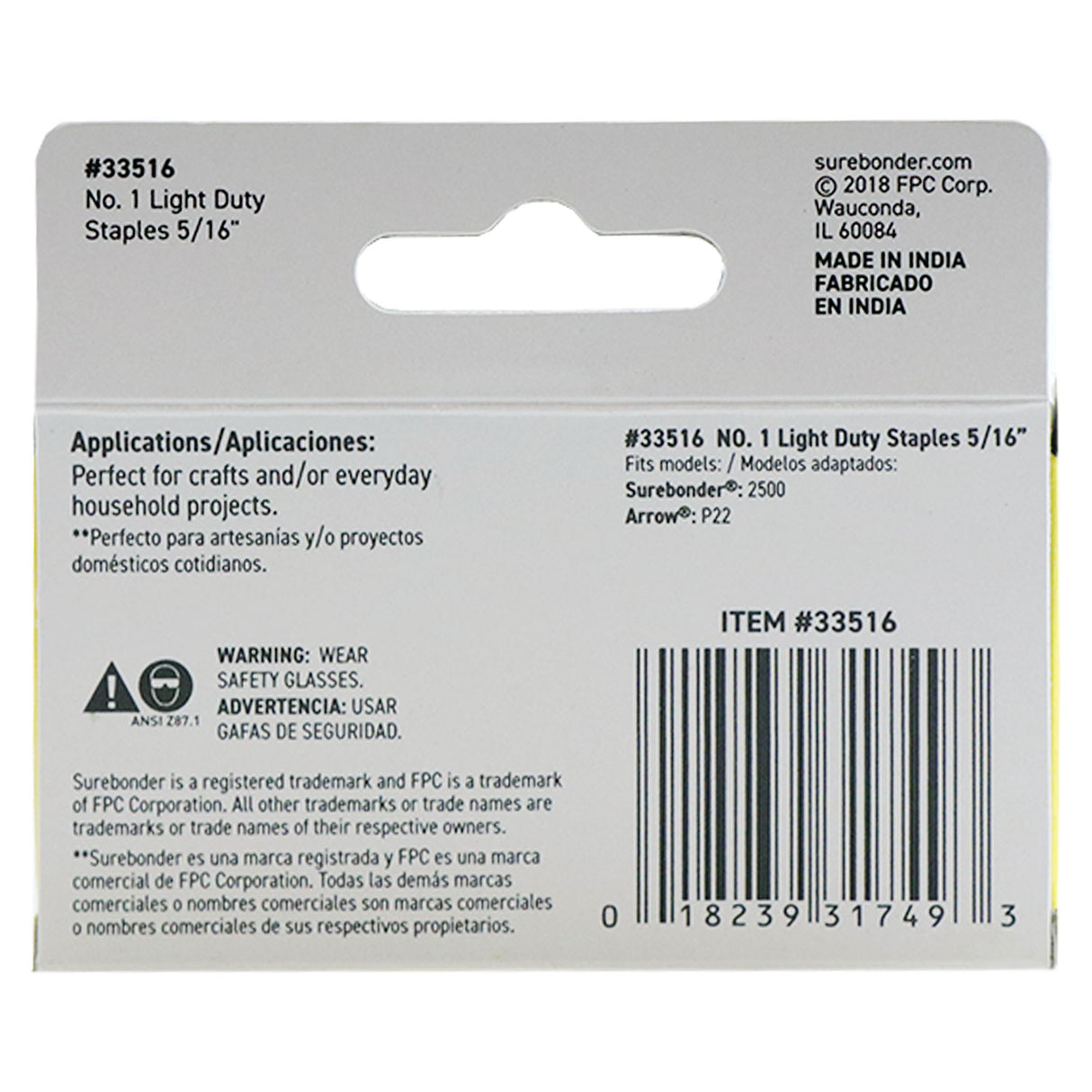 33516 #1 Light Duty Staples - 5/16" Length - 1050/box, 5 Pack - Surebonder