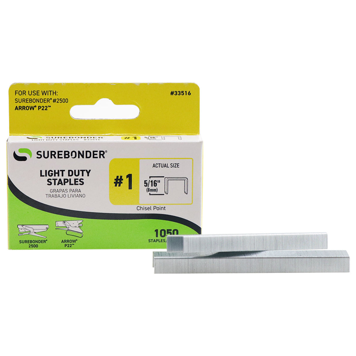 33516 #1 Light Duty Staples - 5/16" Length - 1050/box, 5 Pack - Surebonder