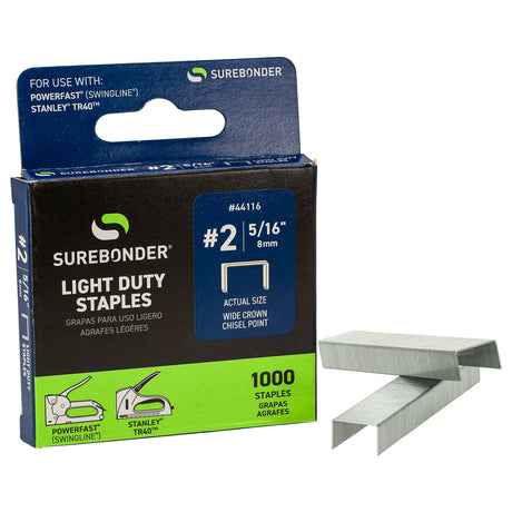 5/16" Light Duty Wide Crown Staples - 1000 Count | #2 Series