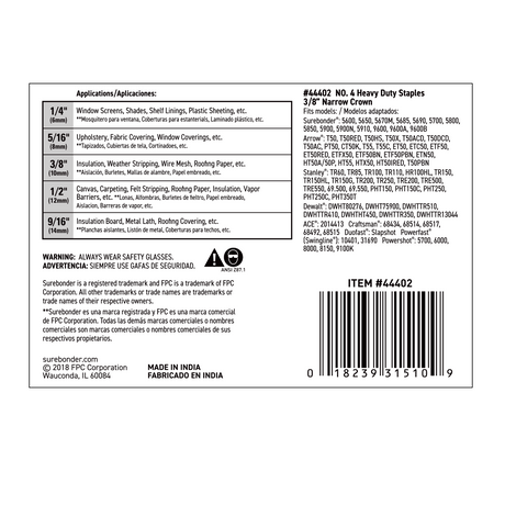 #4 Heavy Duty Narrow Crown Staples - 3/8" - 5000 ct. - Surebonder