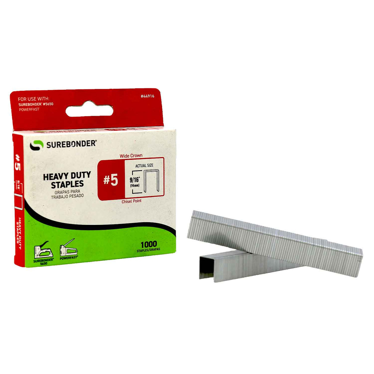 #5 Heavy Duty Wide Crown Staples - 9/16"  - 1000 ct. - Surebonder