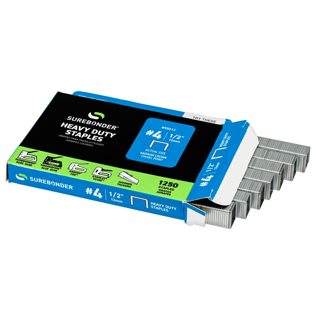 1/2" Heavy Duty Narrow Crown Staples - 1250 Count | #4 Series