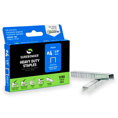 3/8" Heavy Duty Narrow Crown Staples - 1250 Count | #4 Series