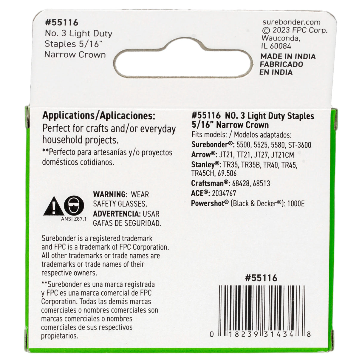 5/16" Light Duty Narrow Crown Staples - 1000 Count | #3 Series