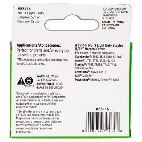 5/16" Light Duty Narrow Crown Staples - 1000 Count | #3 Series