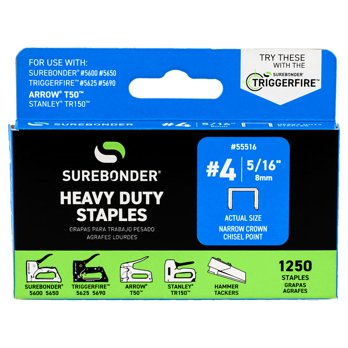 5/16" Heavy Duty Narrow Crown Staples - 1250 Count | #4 Series