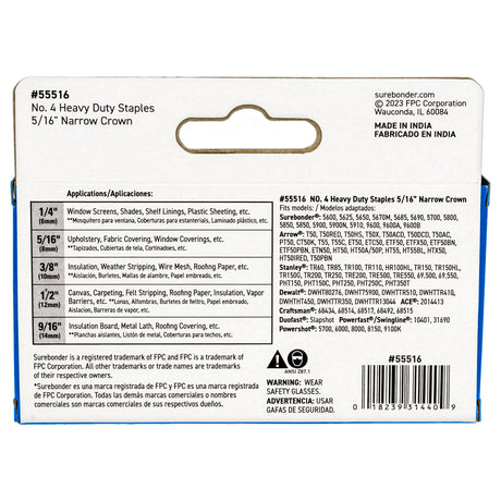 5/16" Heavy Duty Narrow Crown Staples - 1250 Count | #4 Series