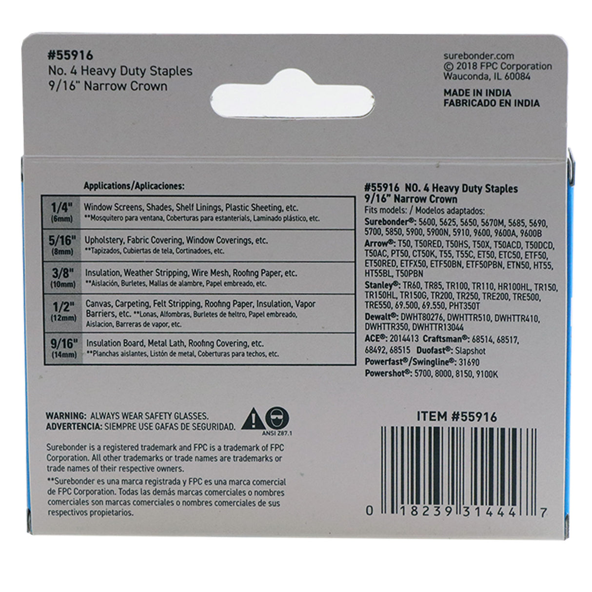 55916 #4 Heavy Duty Narrow Crown Staples - 9/16" Length - 1250/box, 5 Pack - Surebonder