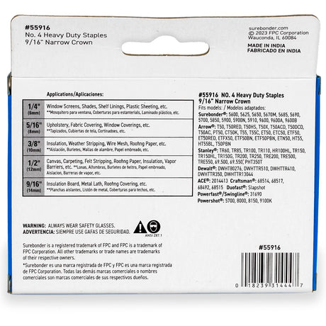 9/16" Heavy Duty Narrow Crown Staples - 1250 Count | #4 Series