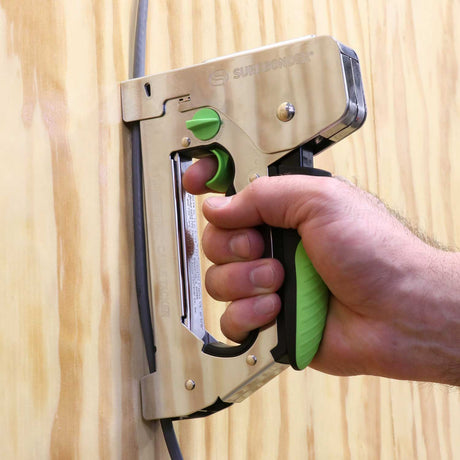 Heavy-Duty Triggerfire Cable Tacker Secures Low Voltage Coax/Ethernet Cable-UL Listed Insulated Staples Included - Surebonder