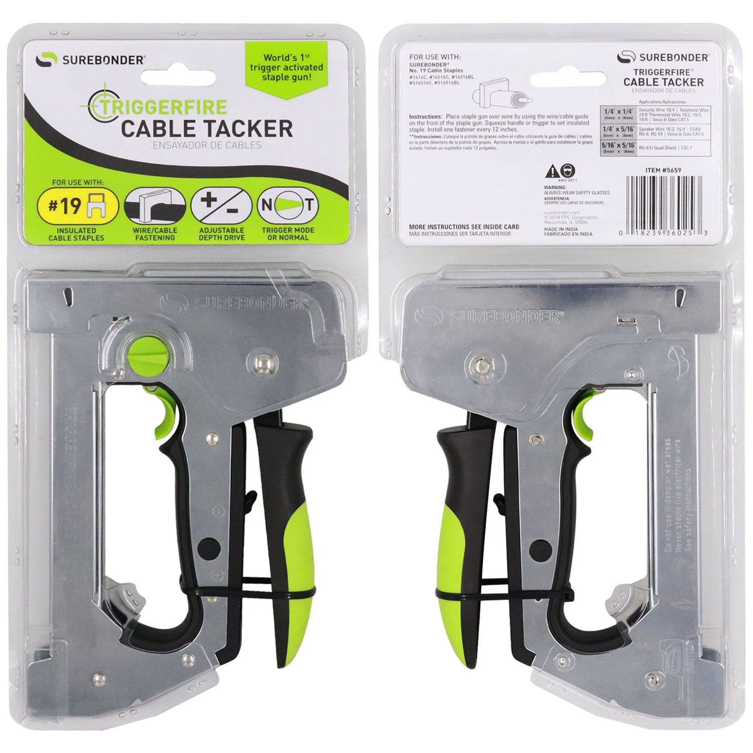 TRIGGERFIRE Heavy Duty Cable Tacker Staple Gun | 5659 – Surebonder