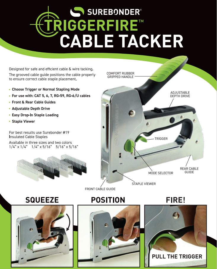 TRIGGERFIRE Heavy Duty Cable Tacker Staple Gun | 5659 – Surebonder