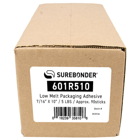 601R510 Low Melt Packaging Glue Sticks – 7/16" x 10" | 5 lb box