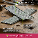 9/16" 18 Gauge Brad Nails - 1000 Count