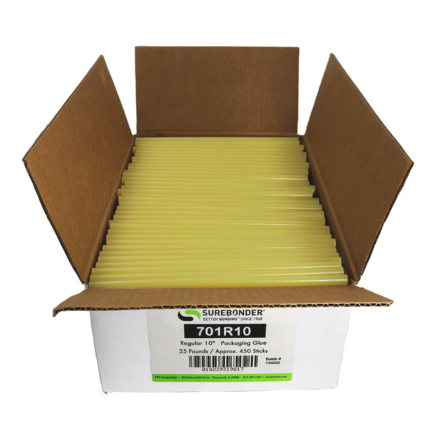 701R10 Fast Set Packaging Hot Melt Glue Sticks 7/16" x 10" | 25 lb Box
