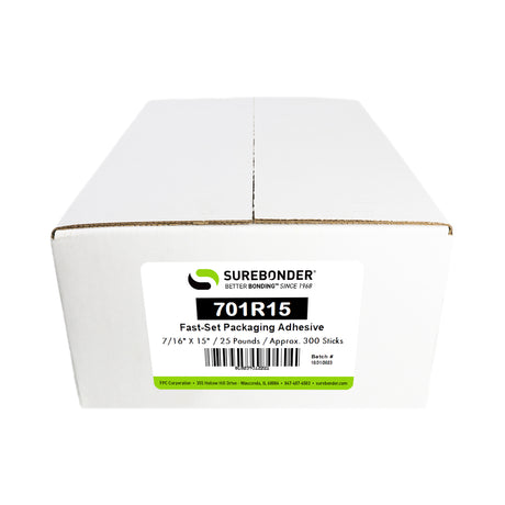 701R15 Full Size 15" Fast Set Hot Glue Sticks - 7/16" x 15 | 25 lb box