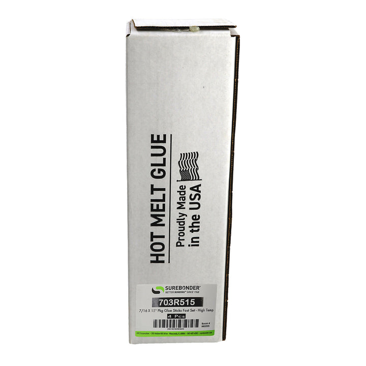 703R515 Very Fast Set Packaging Hot Melt Glue Sticks - 7/16" x 15" | 5 lb Box - Surebonder
