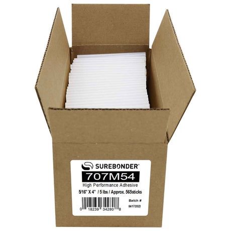 707M54 High Performance Hot Melt Glue Sticks - 5/16" x 4" | 5 lb Box
