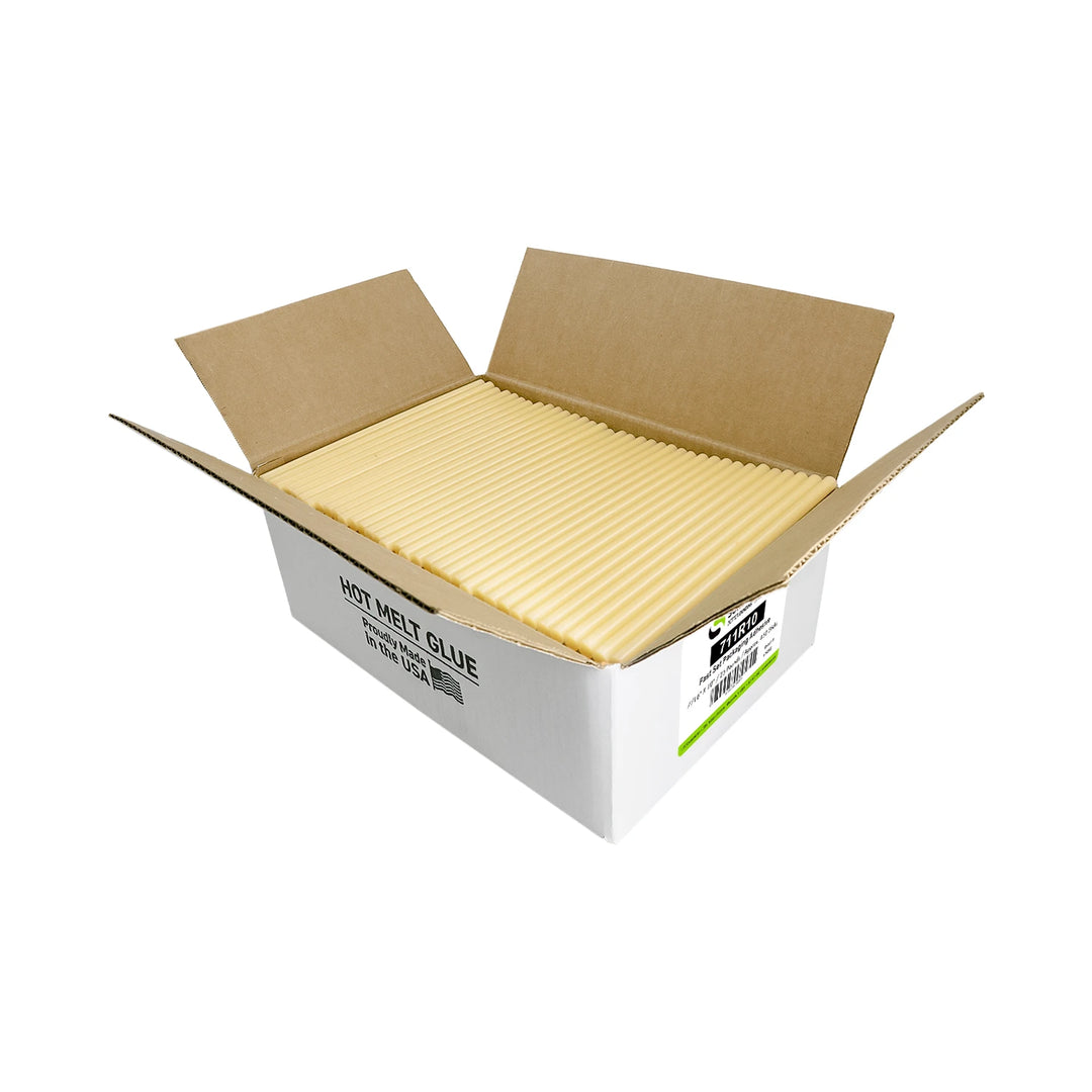 711R10 Fast Set Packaging Hot Glue Sticks - 7/16" x 10" | 25 lb Box