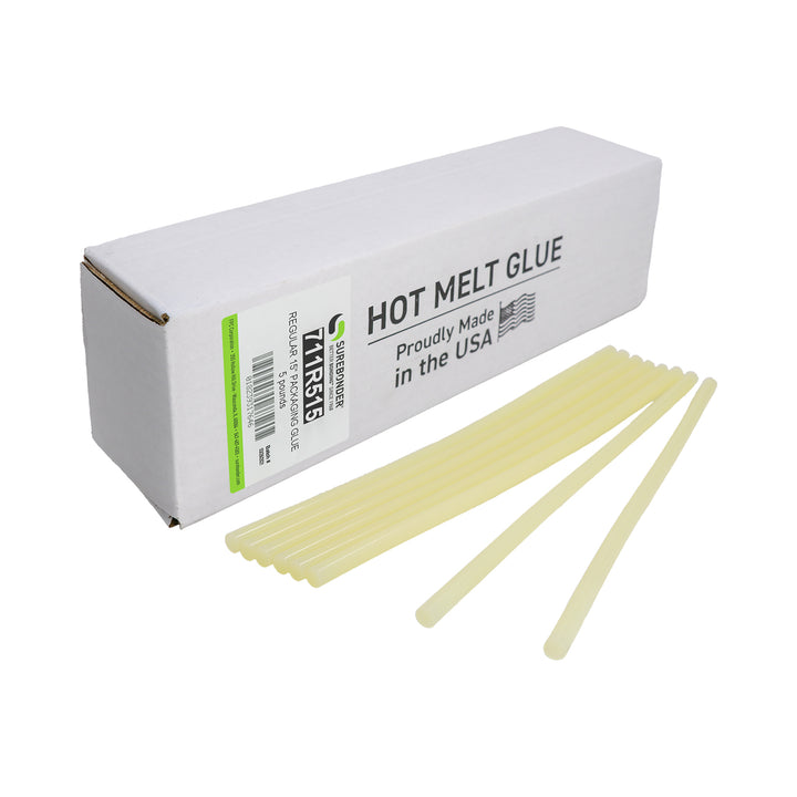 711R515 Fast Set Packaging Hot Melt Glue Sticks - 7/16" x 15" | 5 lb Box