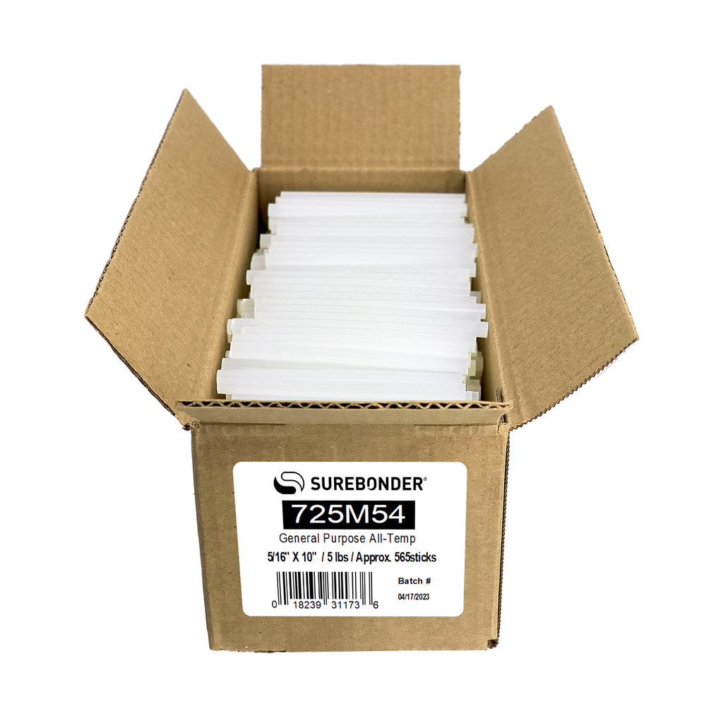 725M54 General Purpose All Temperature Hot Melt Glue Sticks - 5/16" x 4" | 5 Lb Box