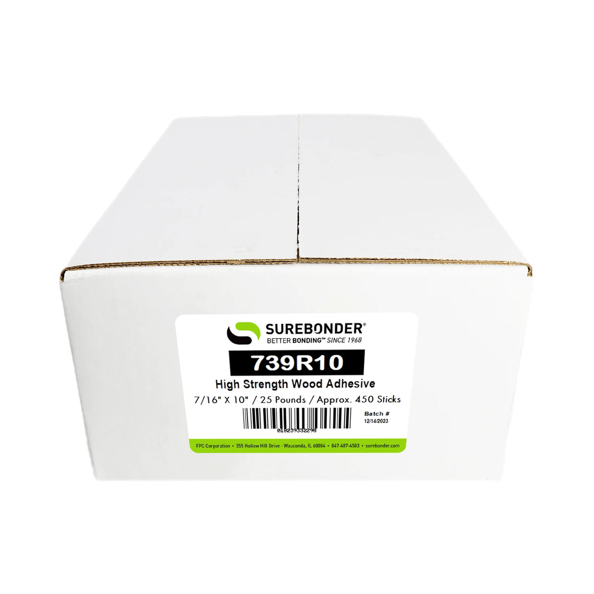 739R10 High Strength Wood Hot Melt Glue Sticks - 7/16" x 10" | 25 Lb Box