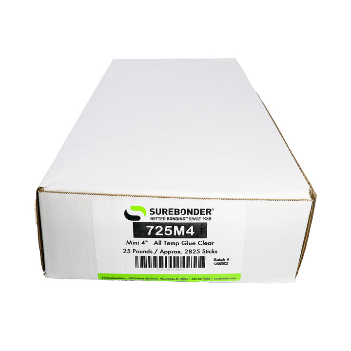 725M4 General Purpose All Temperature Hot Melt Glue Sticks - 5/16" x 4" | 25 Lb Box - Surebonder