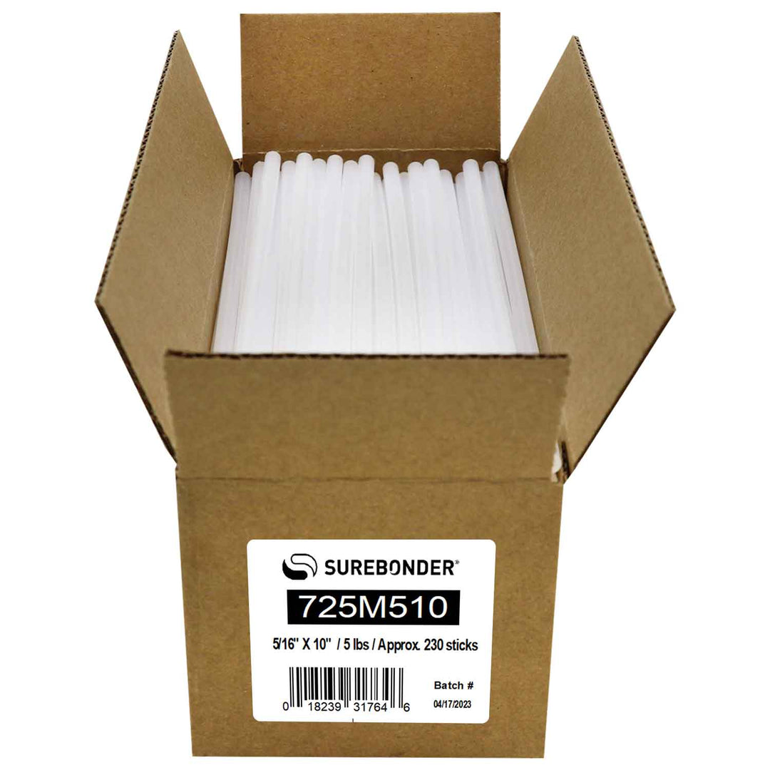 725M510 General Purpose All Temperature Hot Glue Sticks - 5/16" x 10" | 5 Lb Box