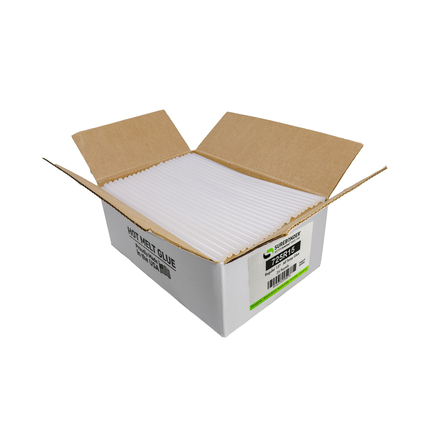 Surebonder 725R15 Full Size 15 Clear Hot Glue Stick - 25 lb Box