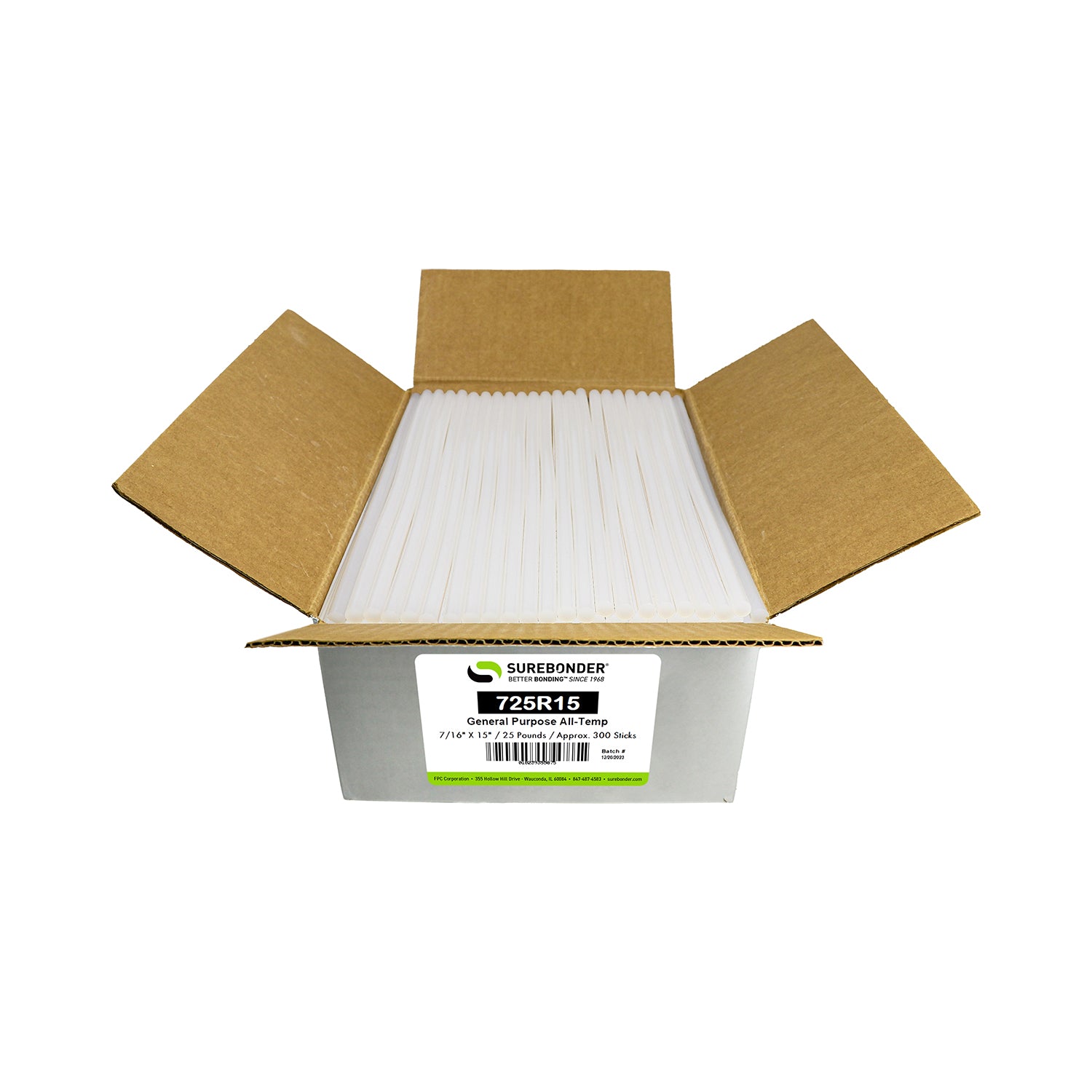 725R15 General Purpose All Temperature Hot Melt Glue Sticks - 7/16