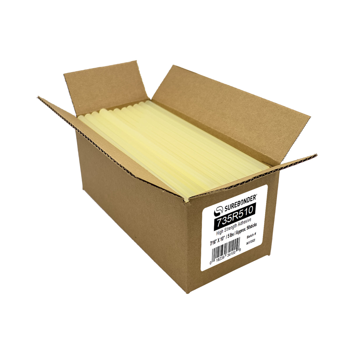 735R510 High Strength Hot Melt Glue Sticks - 7/16" x 10" | 5 Lb Box