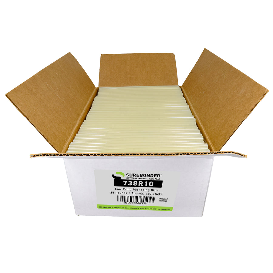 738R10 General Purpose Hot Melt Glue Sticks - 7/16" x 10" | 25 Lb Box