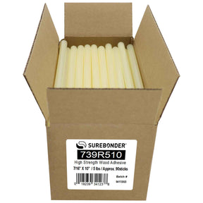 739R510 High Strength Wood Hot Melt Glue Sticks - 7/16" x 10" | 5 Lb Box