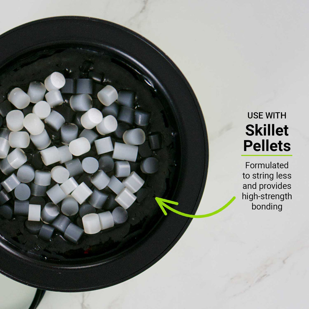 use with skillet pellets - formulated to string less and provides high-strength bonding