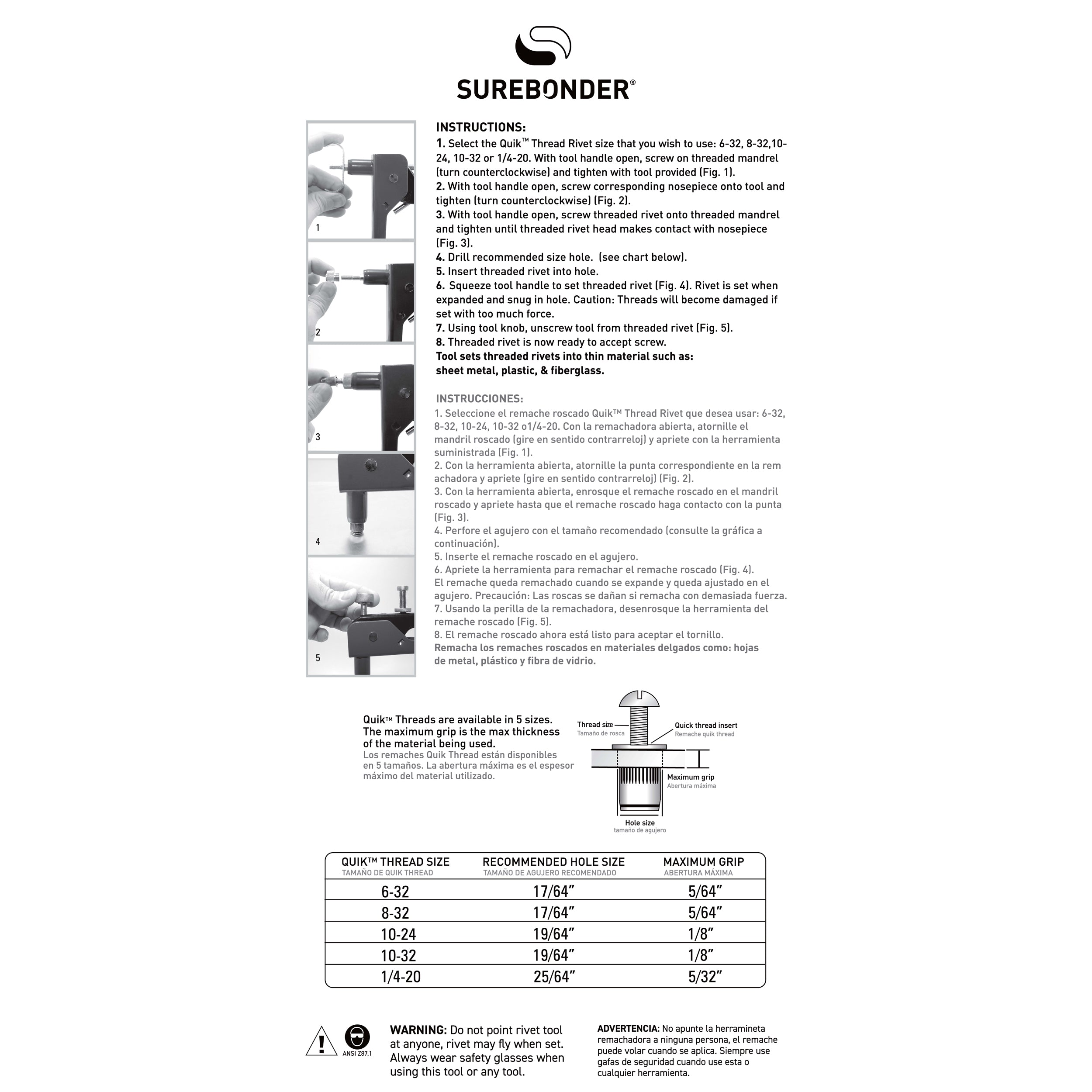 Surebonder Threaded Insert Riveter Tool