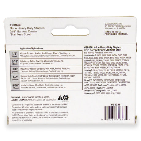 3/8" Stainless Steel Heavy Duty Narrow Crown Staples - 1250 Count | #4 Series