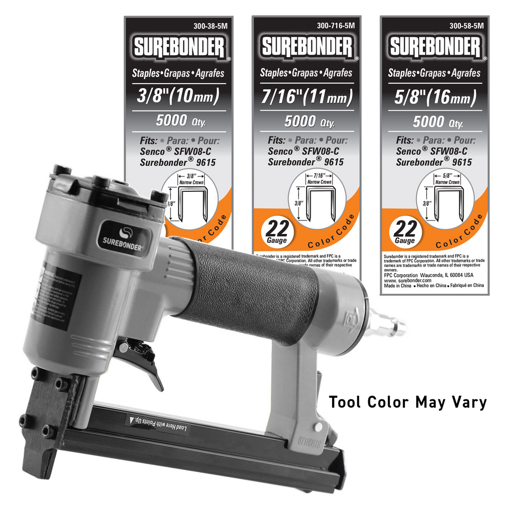 9615A Pneumatic 22G Upholstery Stapler with Case and 15 000 Staples Air Compressor Needed Not Included