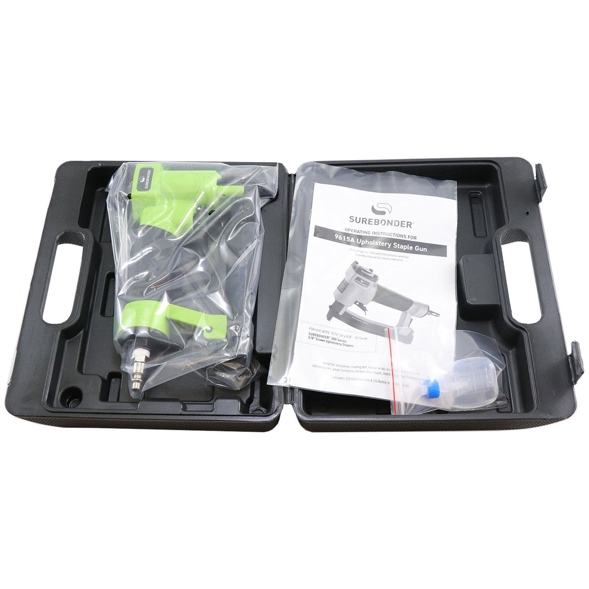 9615A Pneumatic 22 Gauge Upholstery Stapler with Case - Surebonder