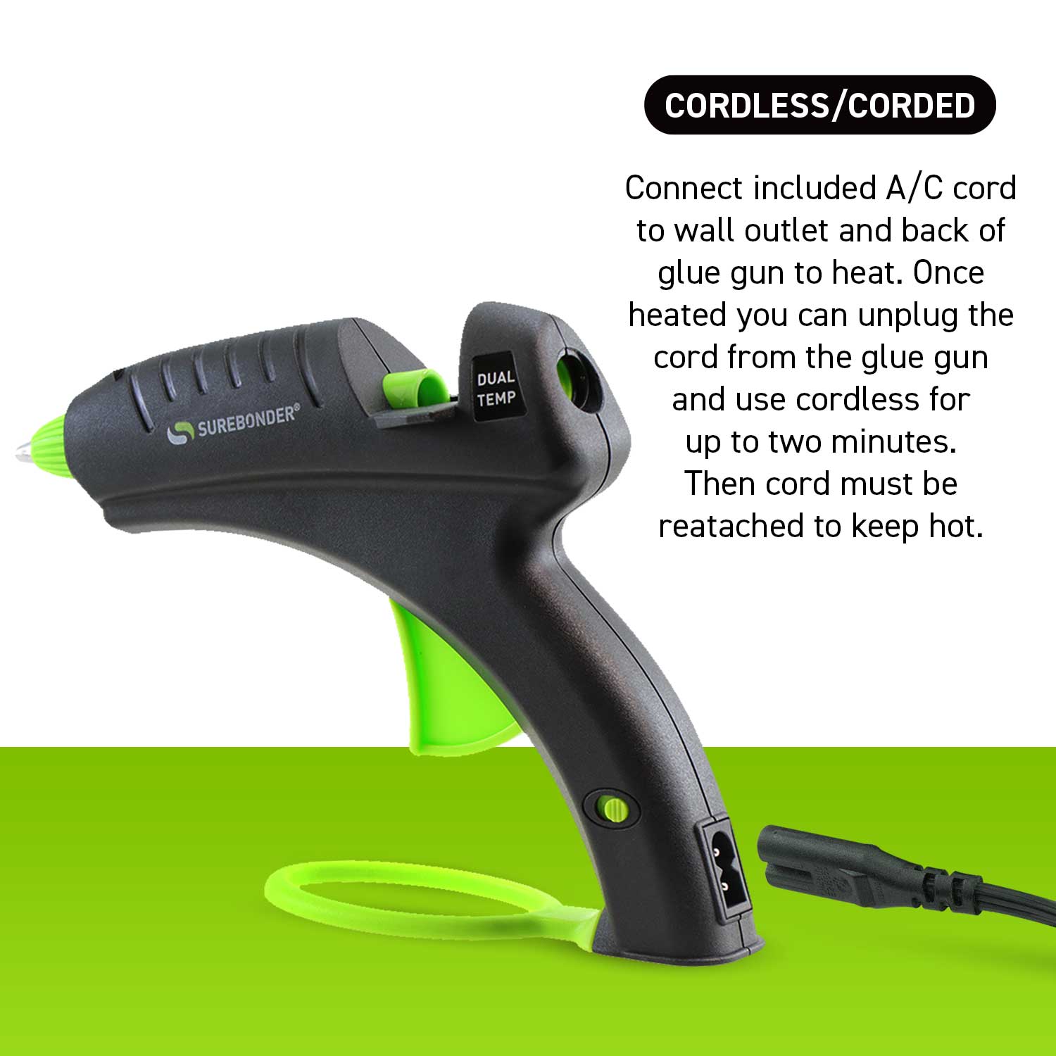 40W Dual Temp Full Size Cordless/Corded Hot Glue Gun | Surebonder