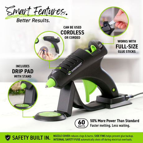CL-800F 60W High Temperature Full Size Cordless/Corded Hot Glue Gun