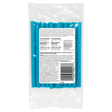 Color Stik 4" Mini Size Turquoise Blue Hot Glue Sticks - 12 Pack