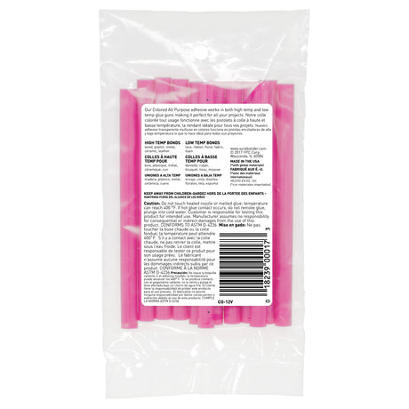 Color Stik 4" Mini Size Bright Pink Hot Glue Sticks - 12 Pack