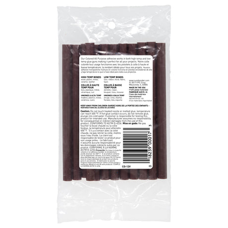 Color Stik 4" Mini Size Brown Hot Glue Sticks - 12 Pack