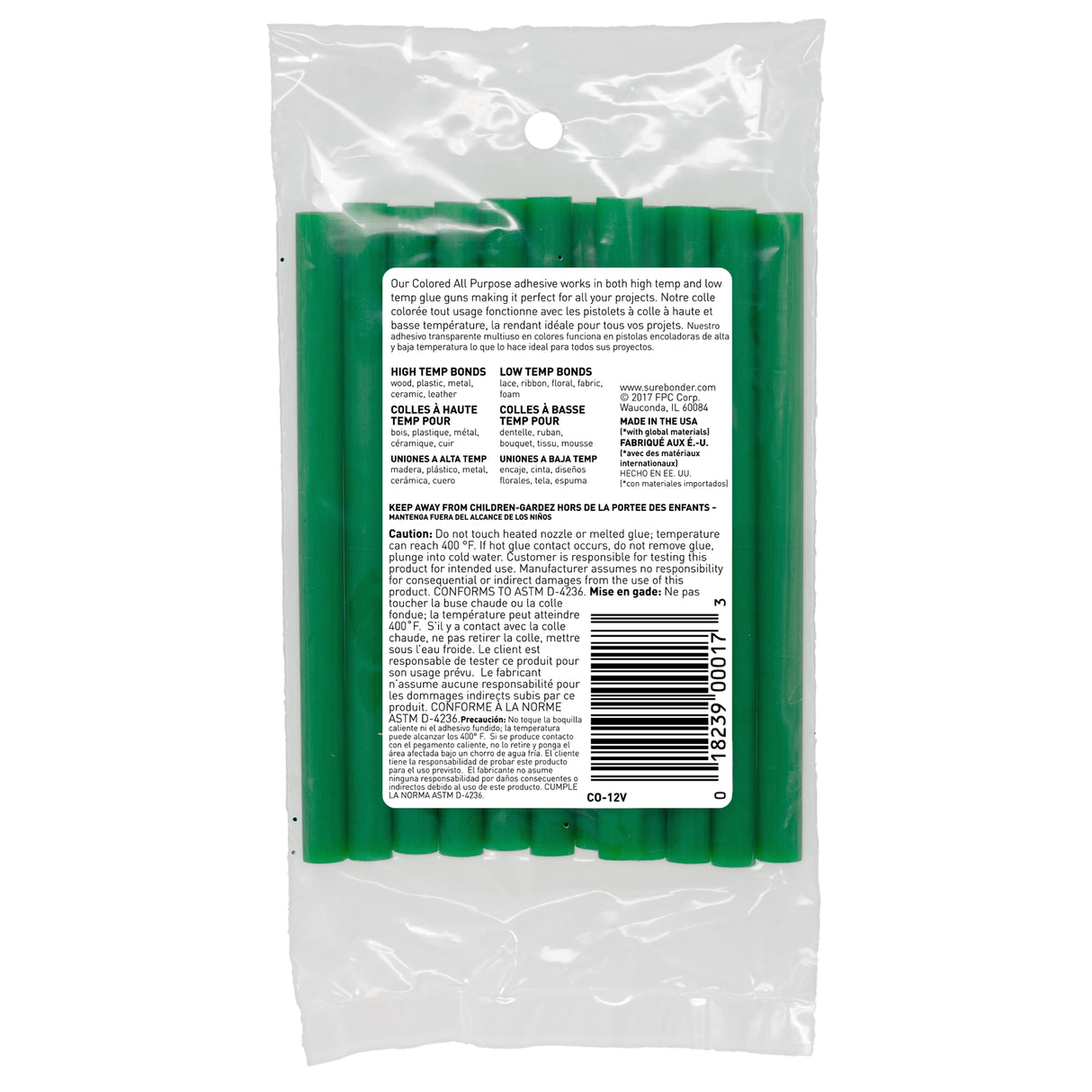 Color Stik 4" Mini Size Green Hot Glue Sticks - 12 Pack