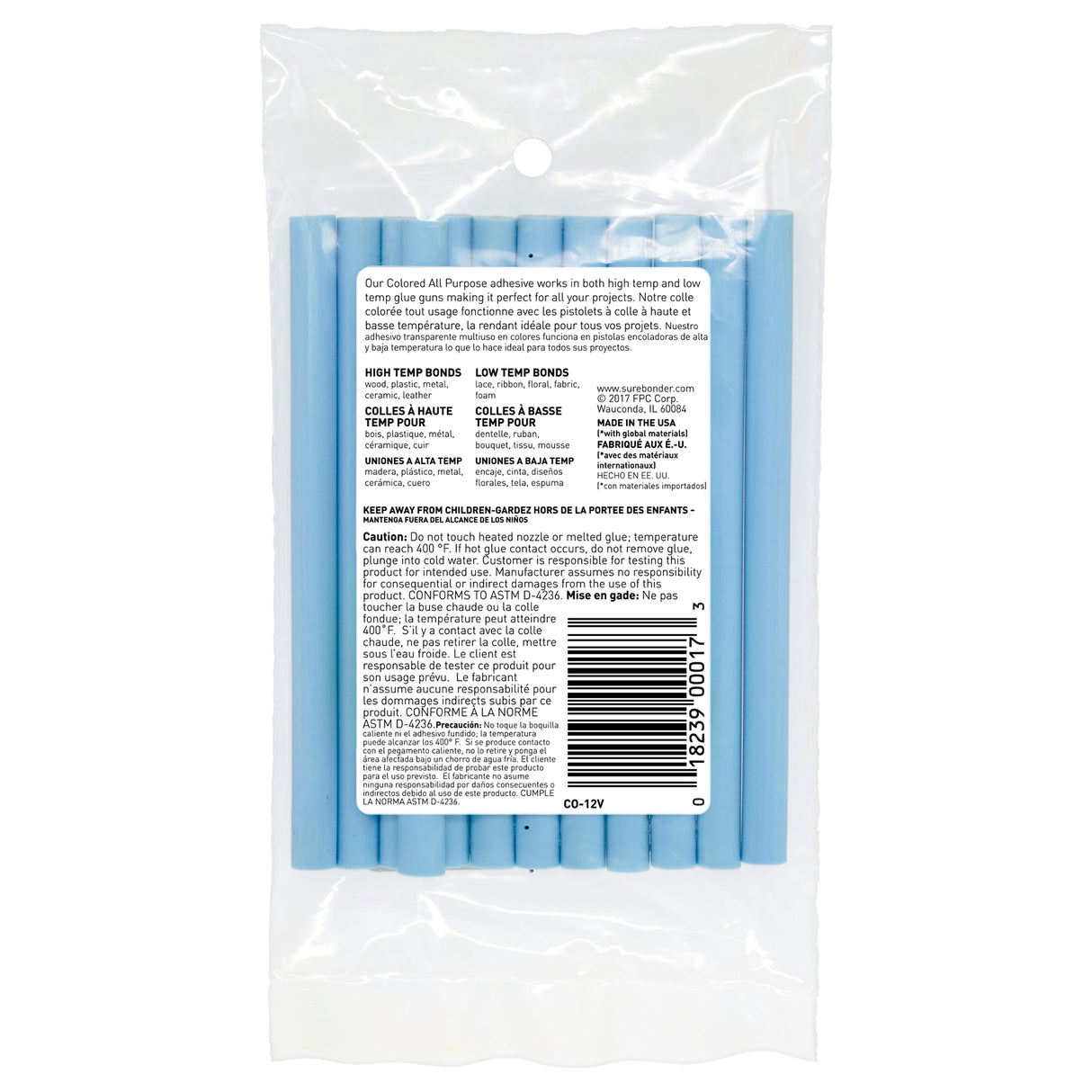 Color Stik 4" Mini Size Light Blue Hot Glue Sticks - 12 Pack