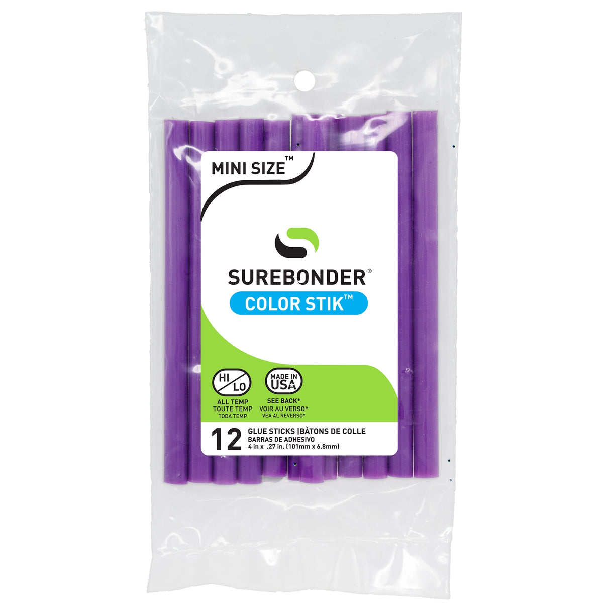 Color Stik 4" Mini Size Purple Hot Glue Sticks - 12 Pack